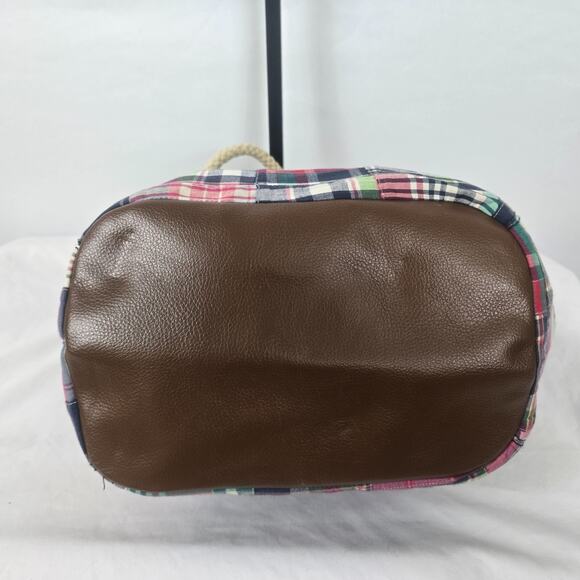 Tommy Hilfiger Tote Colorful Plaid Double Shoulder Strap 11" x 12" x 7" - Picture 12 of 16